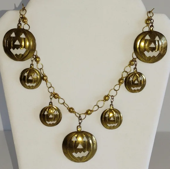 Brass Jack-o-Lantern Necklace - Picture 8 of 8